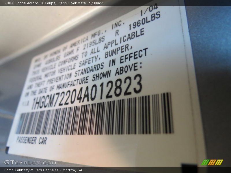 Satin Silver Metallic / Black 2004 Honda Accord LX Coupe