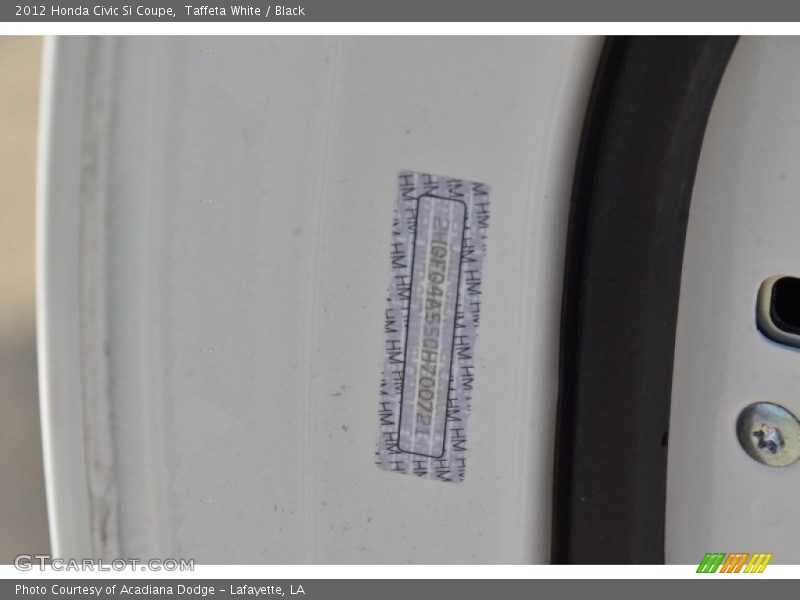 Taffeta White / Black 2012 Honda Civic Si Coupe