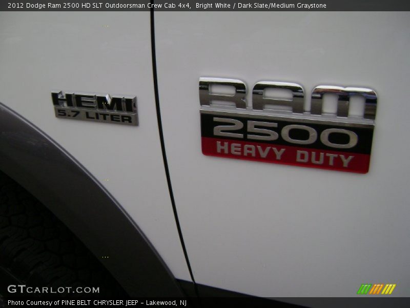 Bright White / Dark Slate/Medium Graystone 2012 Dodge Ram 2500 HD SLT Outdoorsman Crew Cab 4x4