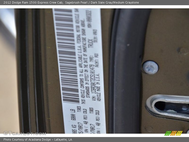 Sagebrush Pearl / Dark Slate Gray/Medium Graystone 2012 Dodge Ram 1500 Express Crew Cab