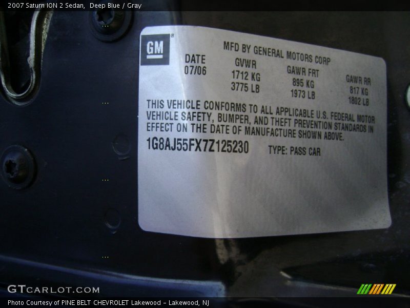 Deep Blue / Gray 2007 Saturn ION 2 Sedan