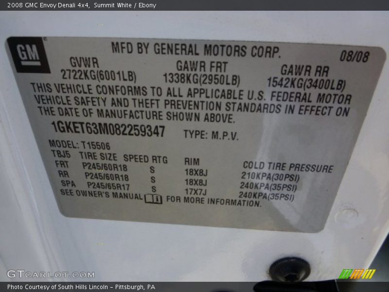 Summit White / Ebony 2008 GMC Envoy Denali 4x4