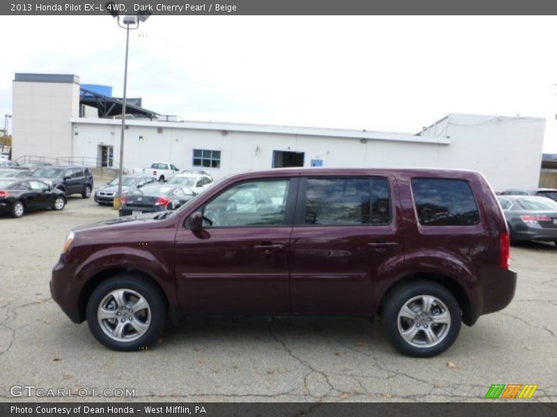Dark Cherry Pearl / Beige 2013 Honda Pilot EX-L 4WD