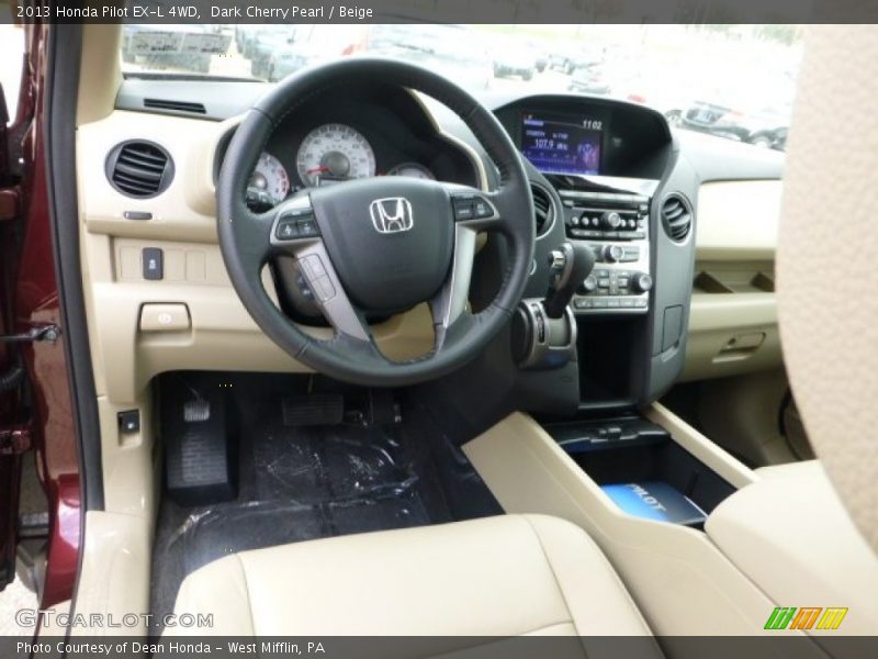 Dark Cherry Pearl / Beige 2013 Honda Pilot EX-L 4WD
