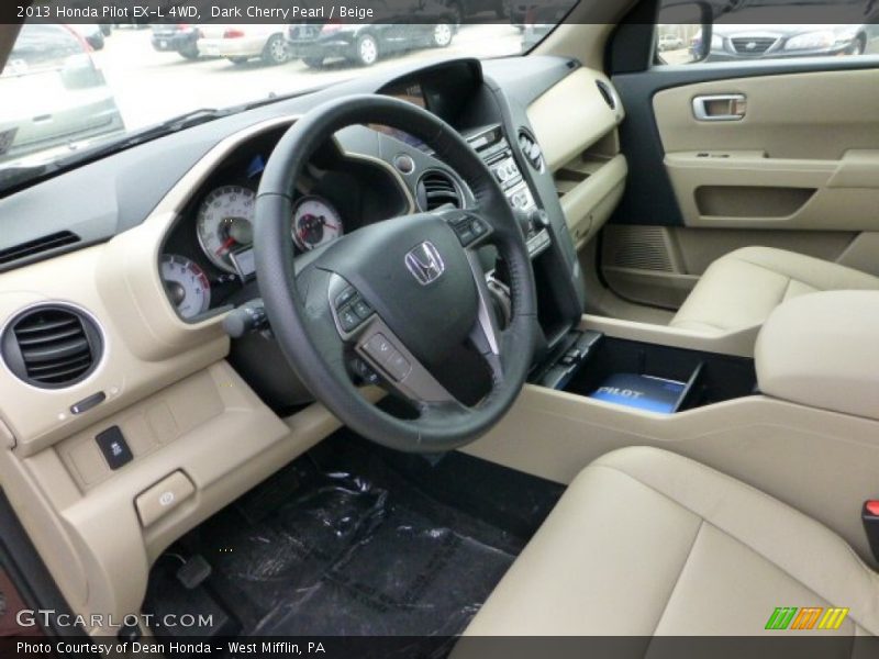Dark Cherry Pearl / Beige 2013 Honda Pilot EX-L 4WD