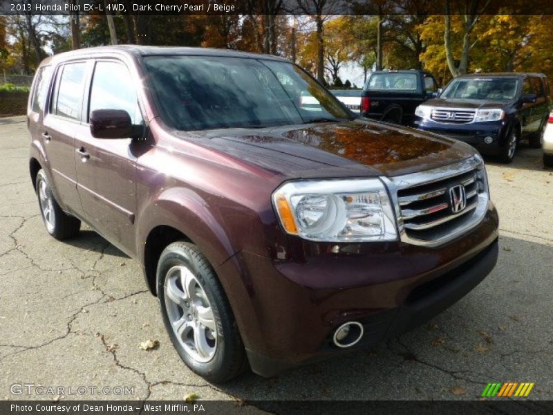 Dark Cherry Pearl / Beige 2013 Honda Pilot EX-L 4WD