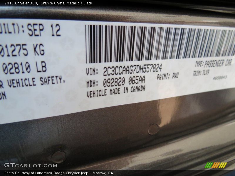 Granite Crystal Metallic / Black 2013 Chrysler 300