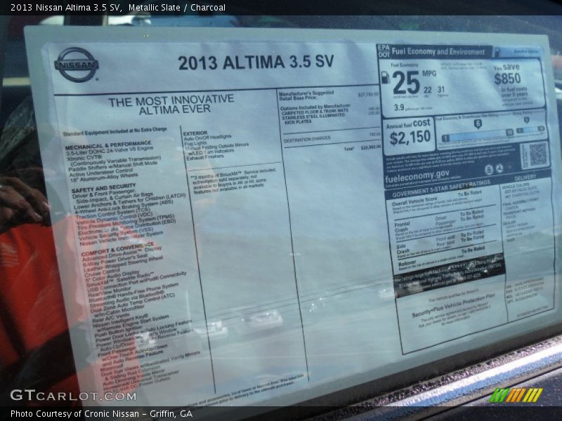 Metallic Slate / Charcoal 2013 Nissan Altima 3.5 SV