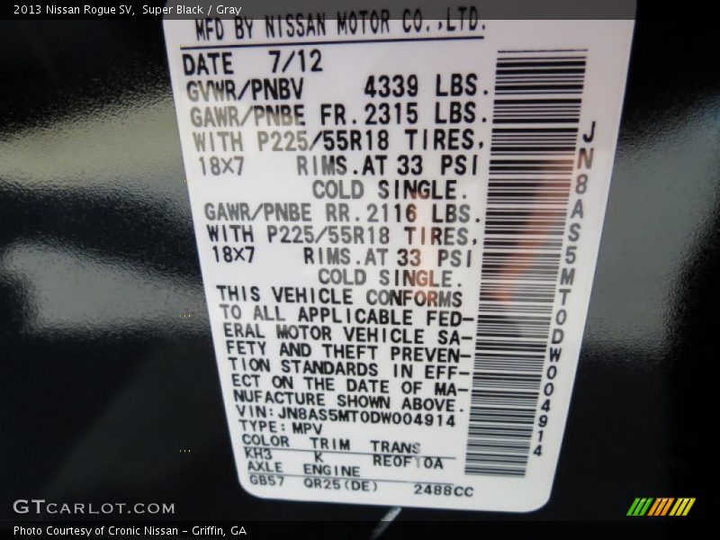 Super Black / Gray 2013 Nissan Rogue SV