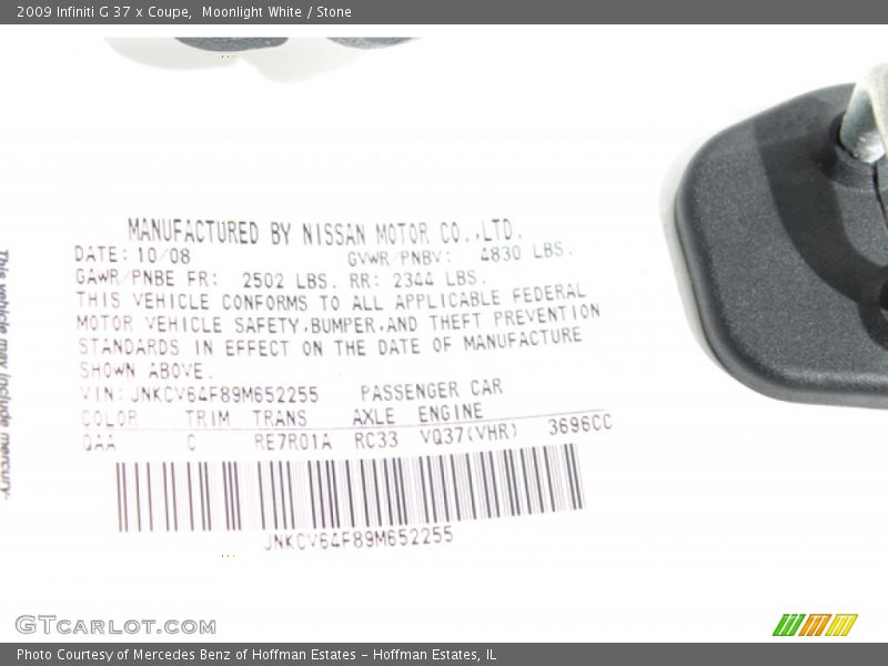 Moonlight White / Stone 2009 Infiniti G 37 x Coupe