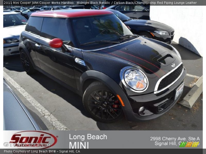 Midnight Black Metallic / Carbon Black/Championship Red Piping Lounge Leather 2011 Mini Cooper John Cooper Works Hardtop