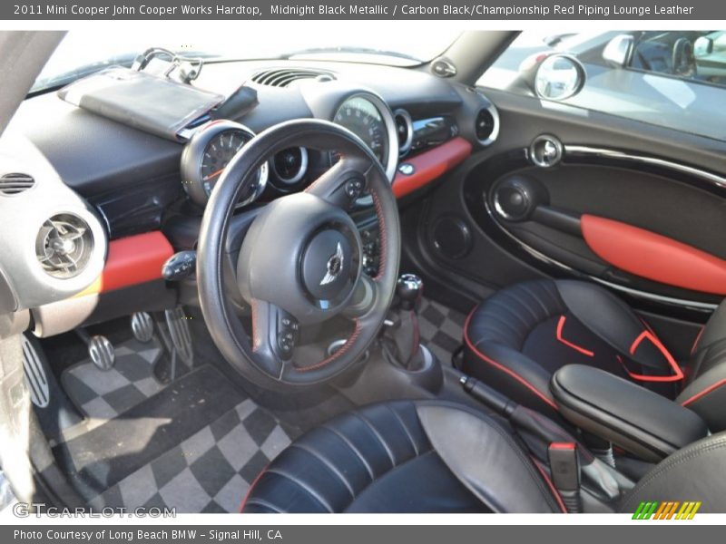 2011 Cooper John Cooper Works Hardtop Carbon Black/Championship Red Piping Lounge Leather Interior