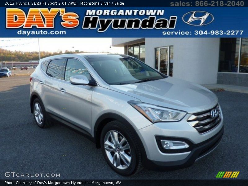 Moonstone Silver / Beige 2013 Hyundai Santa Fe Sport 2.0T AWD