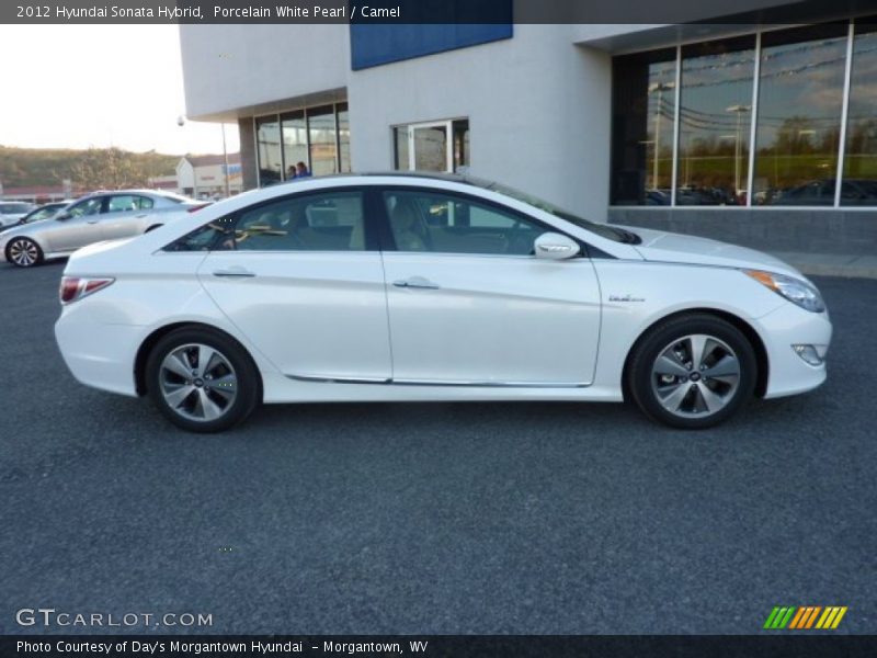 Porcelain White Pearl / Camel 2012 Hyundai Sonata Hybrid