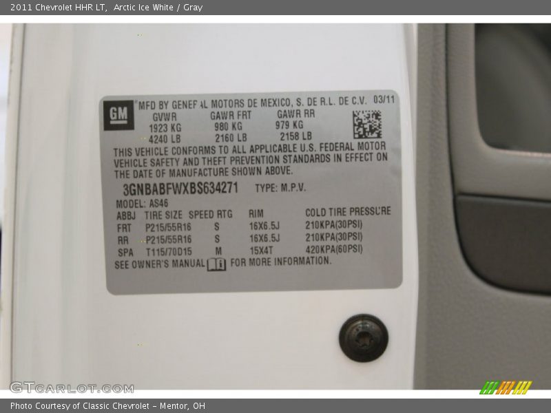 Arctic Ice White / Gray 2011 Chevrolet HHR LT