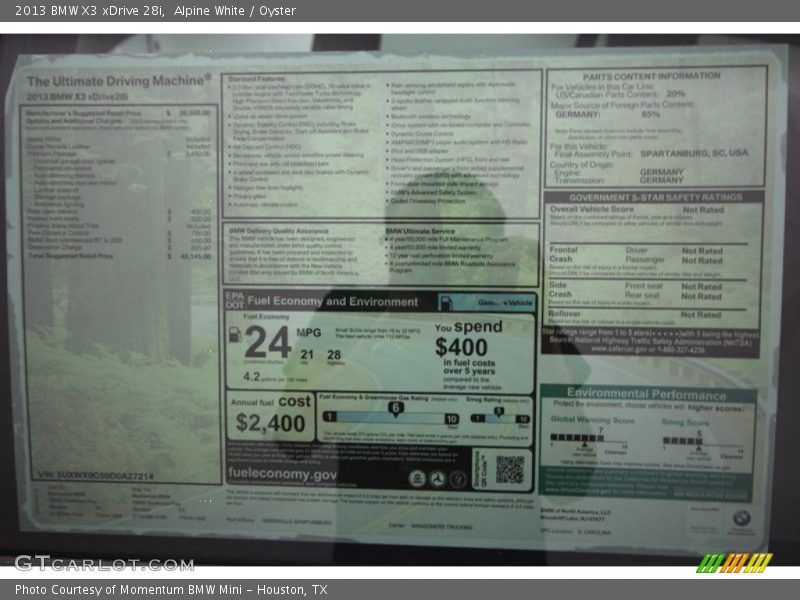 Alpine White / Oyster 2013 BMW X3 xDrive 28i