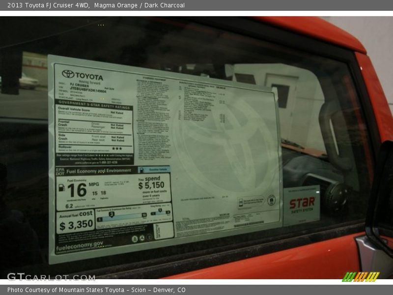  2013 FJ Cruiser 4WD Window Sticker