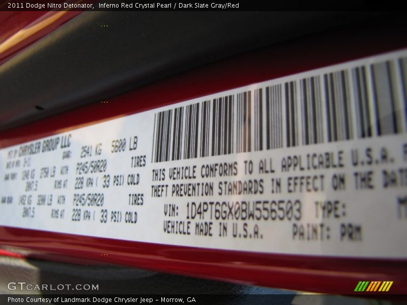 2011 Nitro Detonator Inferno Red Crystal Pearl Color Code PRM