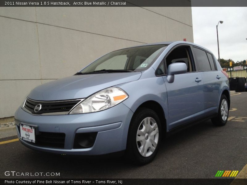 Arctic Blue Metallic / Charcoal 2011 Nissan Versa 1.8 S Hatchback