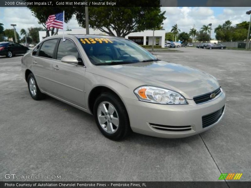 Gold Mist Metallic / Neutral Beige 2008 Chevrolet Impala LT