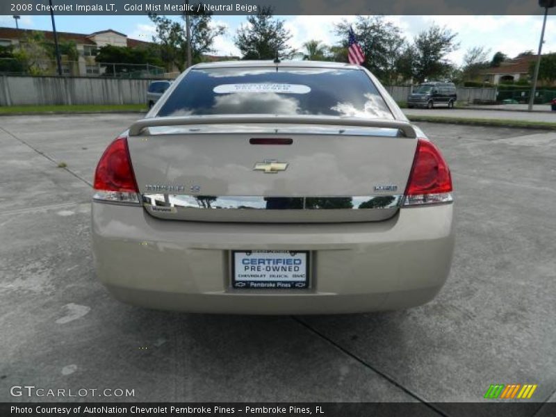 Gold Mist Metallic / Neutral Beige 2008 Chevrolet Impala LT