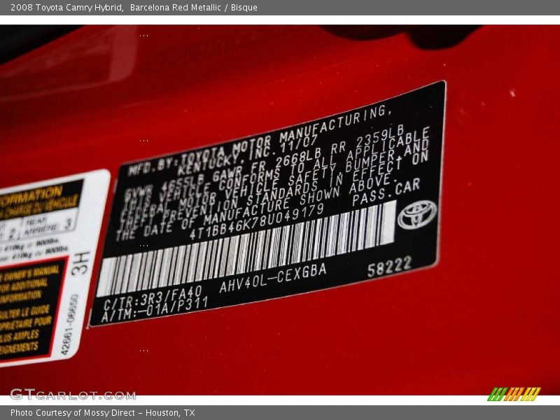 Barcelona Red Metallic / Bisque 2008 Toyota Camry Hybrid