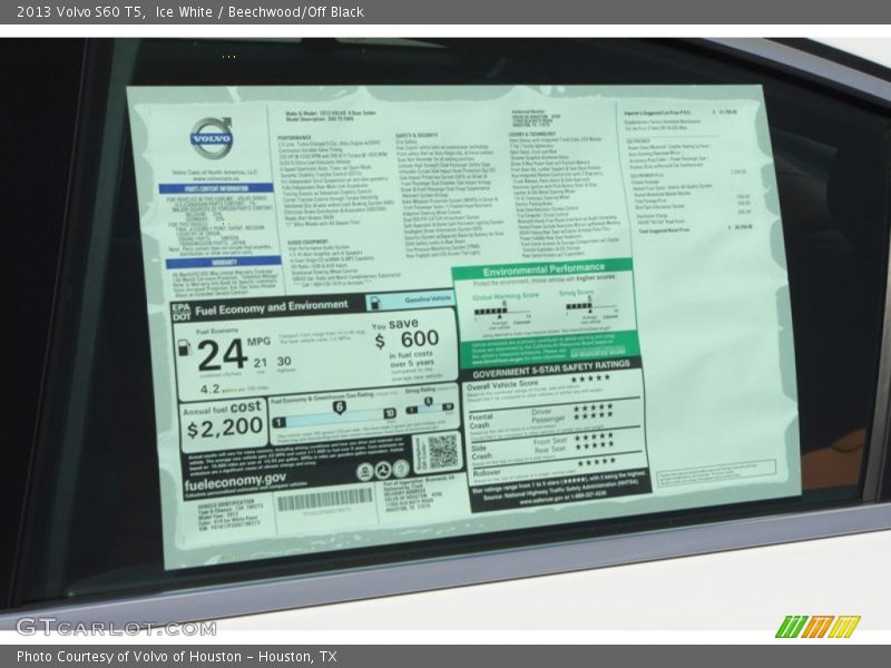 Ice White / Beechwood/Off Black 2013 Volvo S60 T5