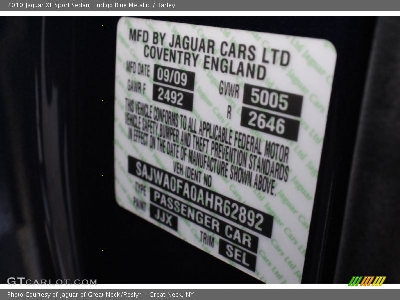 Indigo Blue Metallic / Barley 2010 Jaguar XF Sport Sedan