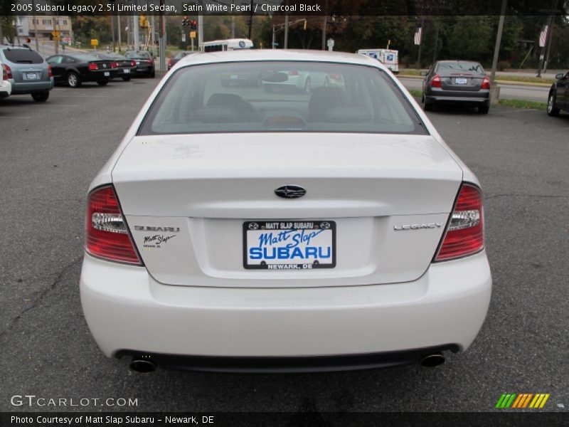 Satin White Pearl / Charcoal Black 2005 Subaru Legacy 2.5i Limited Sedan