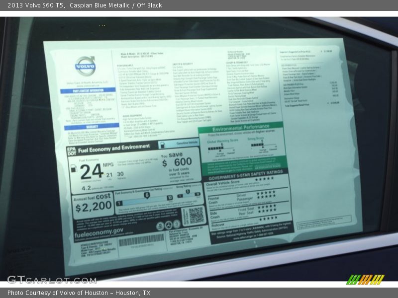 Caspian Blue Metallic / Off Black 2013 Volvo S60 T5