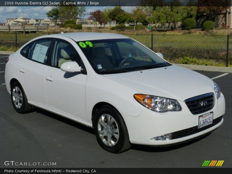 Captiva White / Beige 2009 Hyundai Elantra GLS Sedan