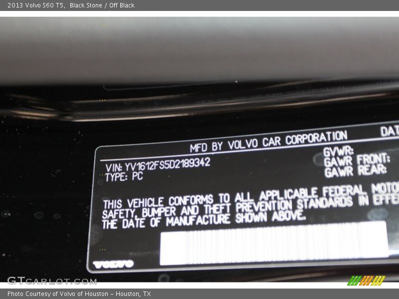 Black Stone / Off Black 2013 Volvo S60 T5