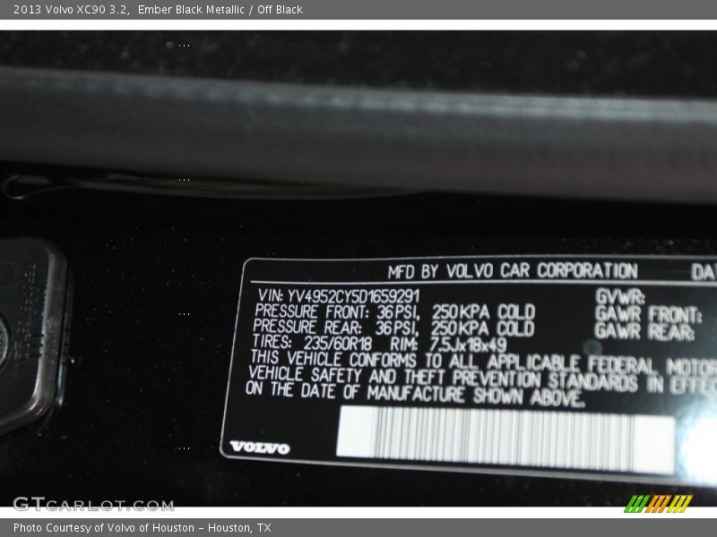 Ember Black Metallic / Off Black 2013 Volvo XC90 3.2