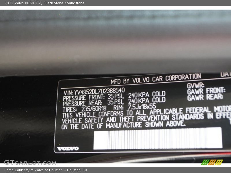 Black Stone / Sandstone 2013 Volvo XC60 3.2