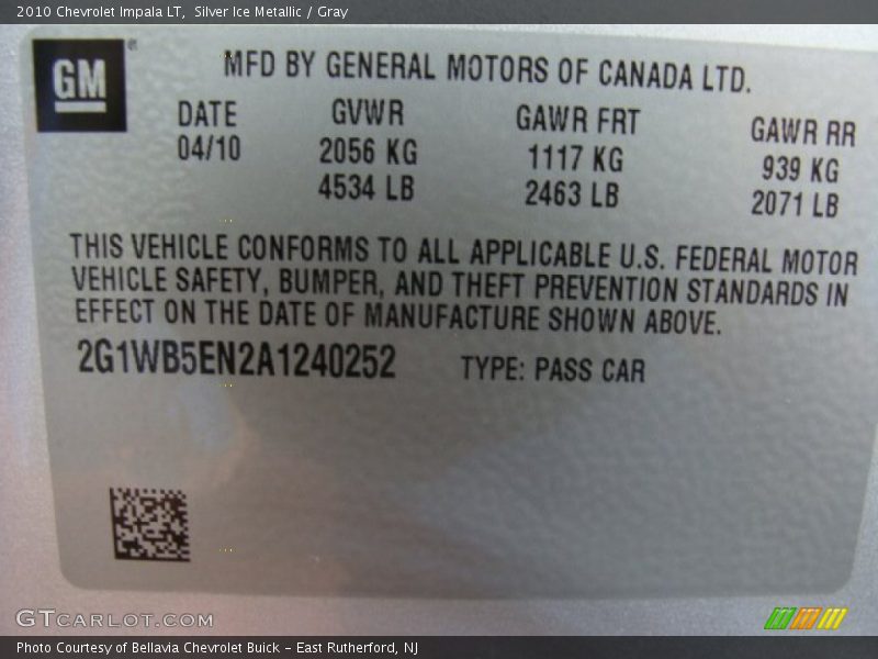 Silver Ice Metallic / Gray 2010 Chevrolet Impala LT
