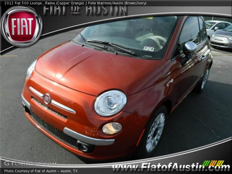 Rame (Copper Orange) / Pelle Marrone/Avorio (Brown/Ivory) 2012 Fiat 500 Lounge