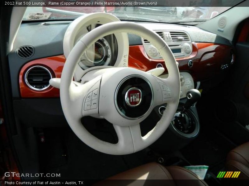 Rame (Copper Orange) / Pelle Marrone/Avorio (Brown/Ivory) 2012 Fiat 500 Lounge
