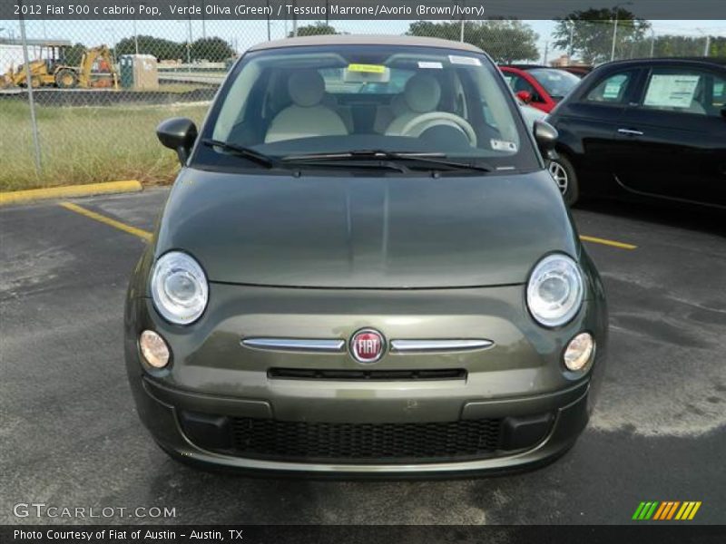 Verde Oliva (Green) / Tessuto Marrone/Avorio (Brown/Ivory) 2012 Fiat 500 c cabrio Pop