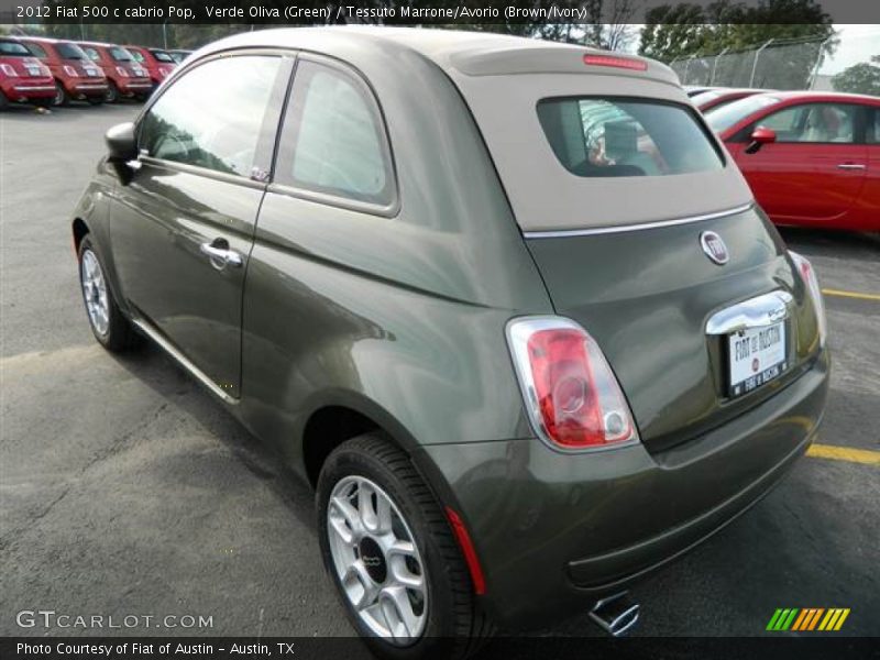 Verde Oliva (Green) / Tessuto Marrone/Avorio (Brown/Ivory) 2012 Fiat 500 c cabrio Pop