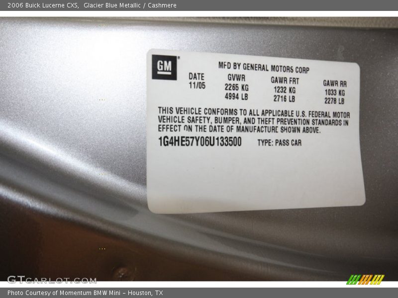 Glacier Blue Metallic / Cashmere 2006 Buick Lucerne CXS