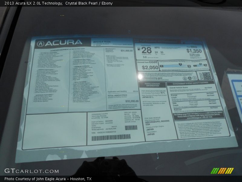Crystal Black Pearl / Ebony 2013 Acura ILX 2.0L Technology