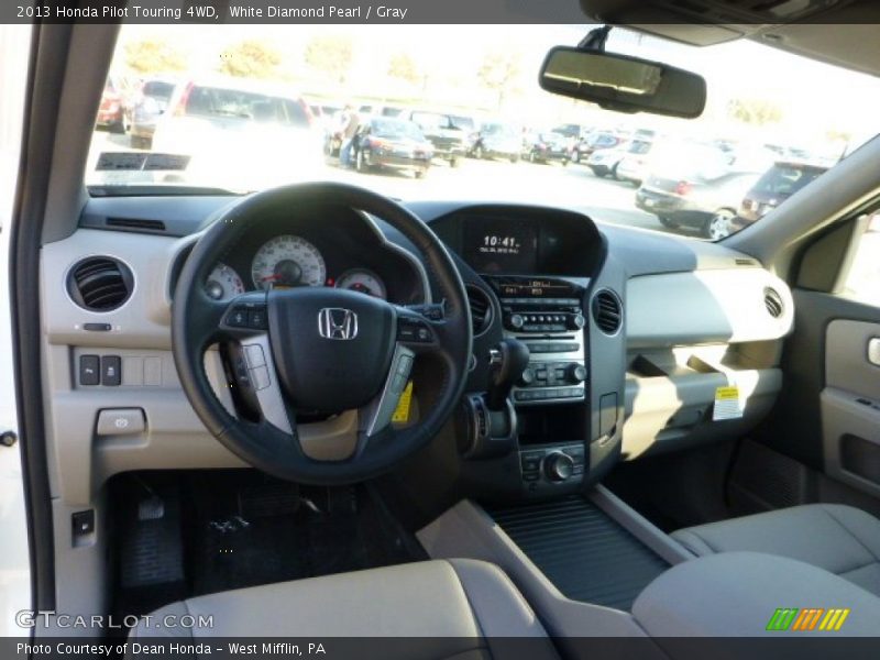 White Diamond Pearl / Gray 2013 Honda Pilot Touring 4WD