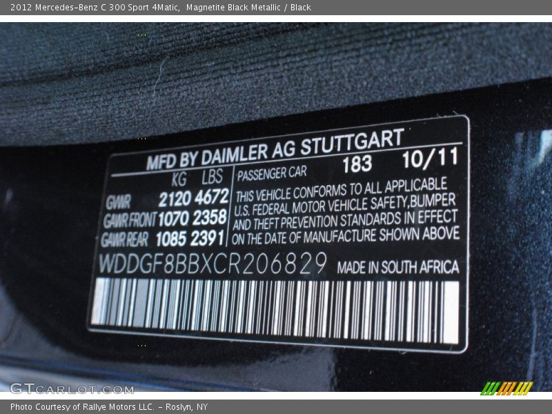 Magnetite Black Metallic / Black 2012 Mercedes-Benz C 300 Sport 4Matic