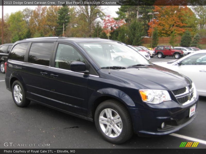 True Blue Pearl / Black/Light Graystone 2013 Dodge Grand Caravan Crew