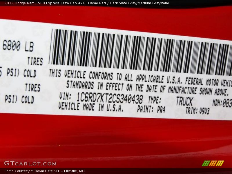 Flame Red / Dark Slate Gray/Medium Graystone 2012 Dodge Ram 1500 Express Crew Cab 4x4