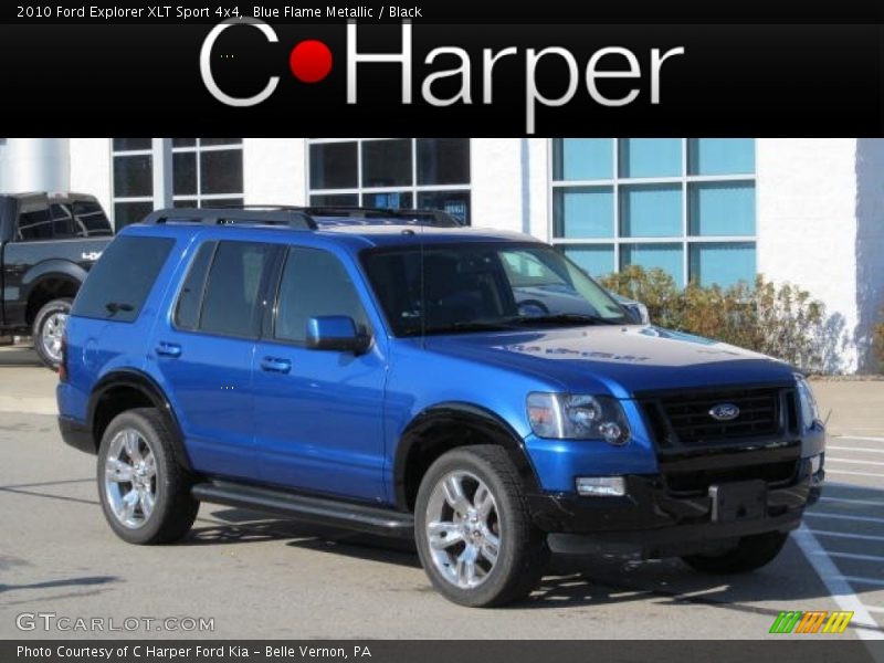 Blue Flame Metallic / Black 2010 Ford Explorer XLT Sport 4x4