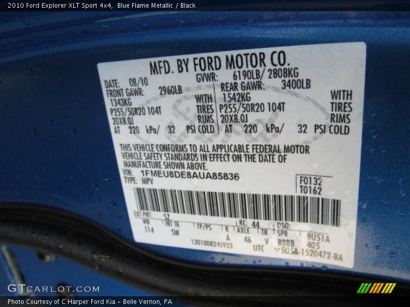 Blue Flame Metallic / Black 2010 Ford Explorer XLT Sport 4x4