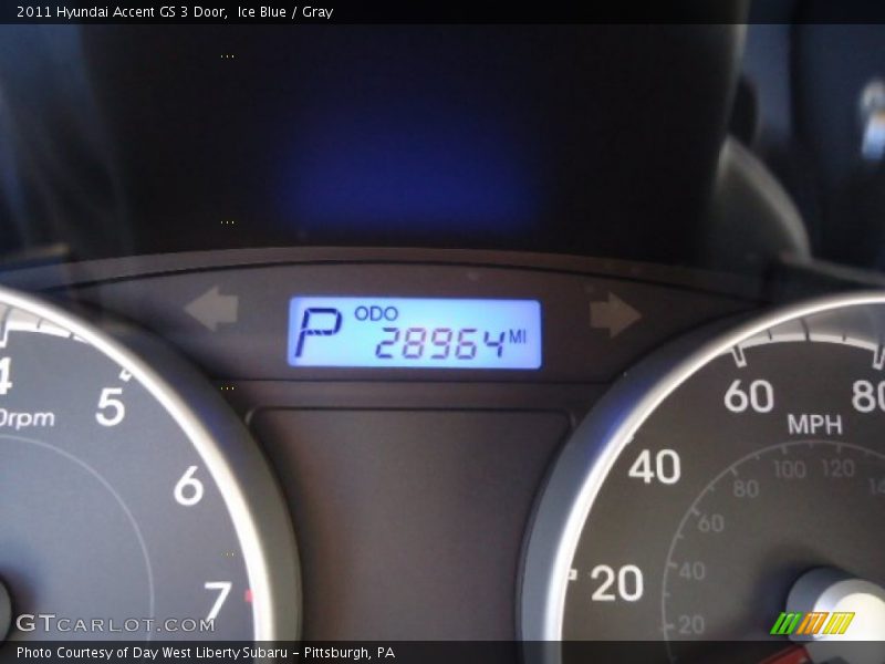 Ice Blue / Gray 2011 Hyundai Accent GS 3 Door
