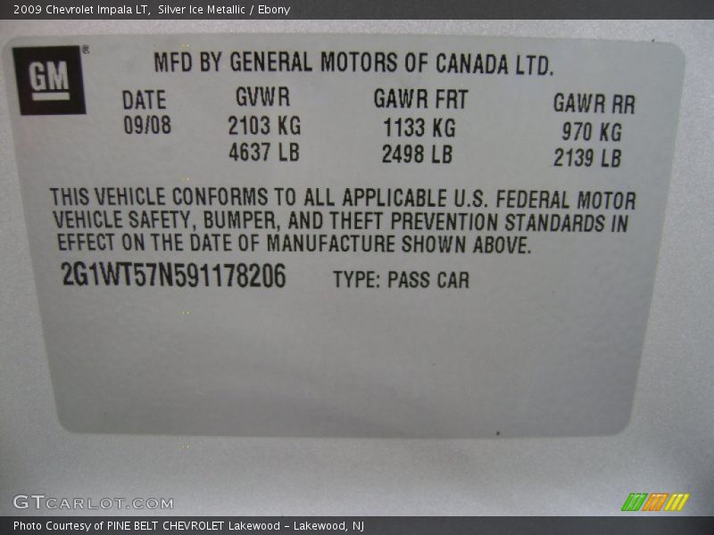 Silver Ice Metallic / Ebony 2009 Chevrolet Impala LT