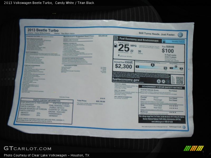 Candy White / Titan Black 2013 Volkswagen Beetle Turbo